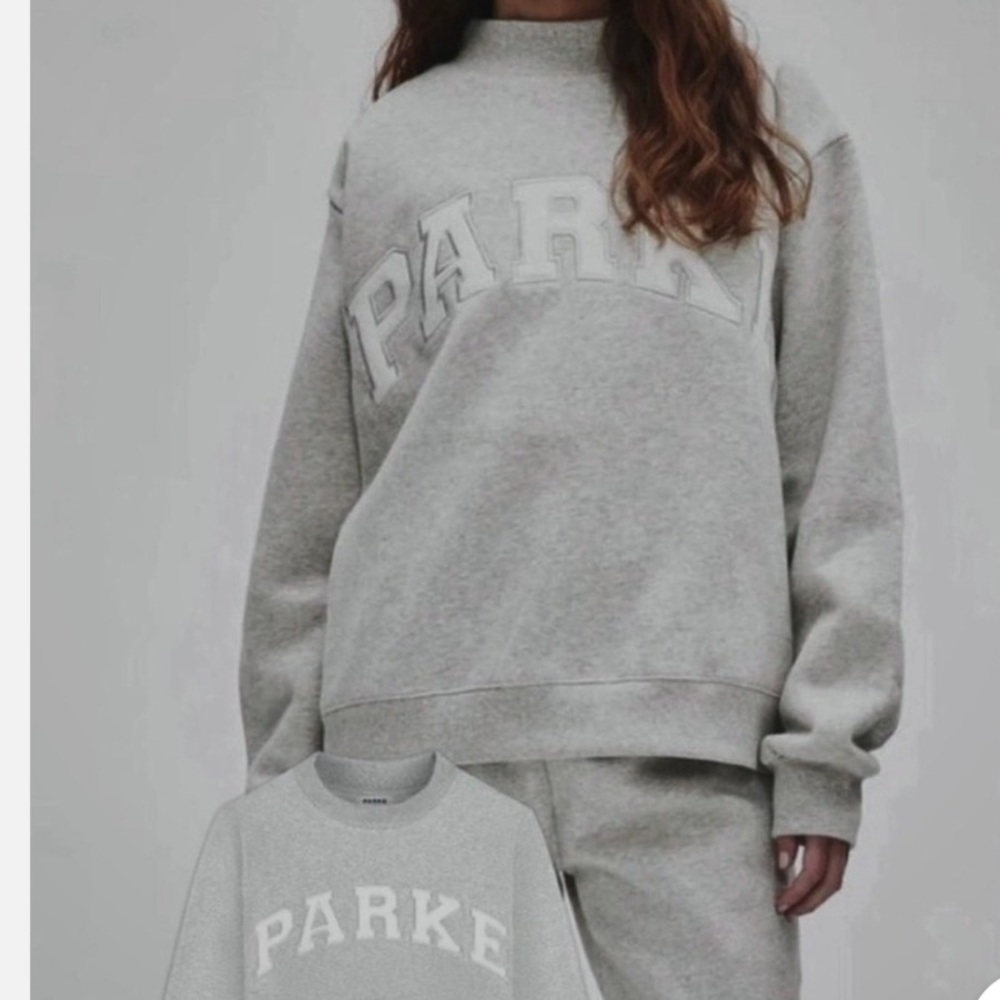 Parke Varsity Mockneck Grey White L/XL NWT